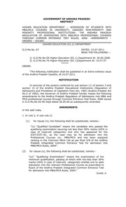 Andhra Pradesh Government Order, 2011-07-15, Ehe01 - Higher Education, Manuscript, Number 67